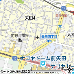 矢田郵便局前パーキング周辺の地図