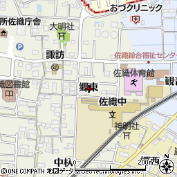 愛知県愛西市諏訪町郷東周辺の地図