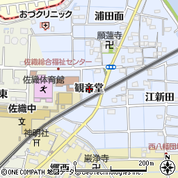 愛知県愛西市小津町観音堂周辺の地図