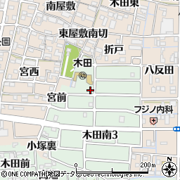 愛知県あま市木田南周辺の地図