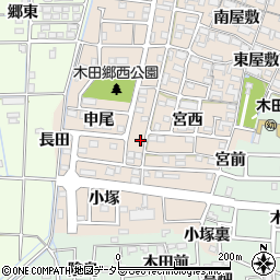 愛知県あま市木田申尾6-17周辺の地図