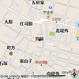 愛知県愛西市町方町宮前周辺の地図