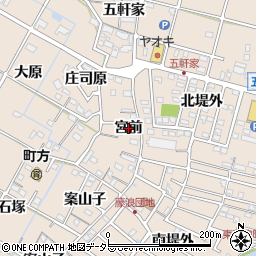 愛知県愛西市町方町（宮前）周辺の地図