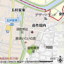 愛知県愛西市町方町彦作堤内周辺の地図