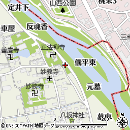 愛知県あま市上萱津（正法寺東）周辺の地図