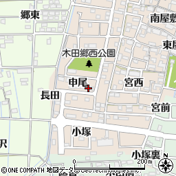 愛知県あま市木田申尾8-13周辺の地図