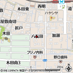 愛知県あま市木田八反田周辺の地図