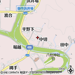 愛知県豊田市御作町（中切）周辺の地図
