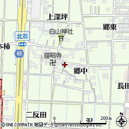 愛知県あま市北苅郷中周辺の地図