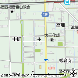 愛知県あま市七宝町沖之島中折171周辺の地図