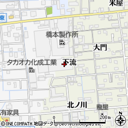 愛知県あま市上萱津下流周辺の地図