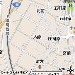 愛知県愛西市町方町大原周辺の地図