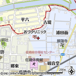 愛知県愛西市小津町観音堂4周辺の地図