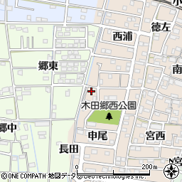 愛知県あま市木田申尾1-7周辺の地図
