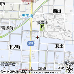 愛知県津島市寺野町瓦土周辺の地図