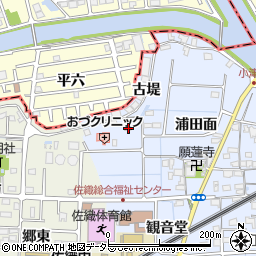 愛知県愛西市小津町観音堂5周辺の地図