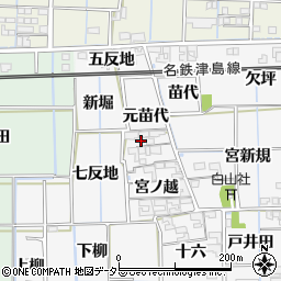 愛知県あま市木折元苗代周辺の地図
