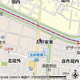 愛知県愛西市町方町五軒家東周辺の地図