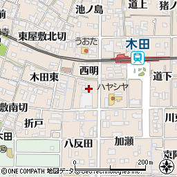 愛知県あま市木田東新赤坪周辺の地図