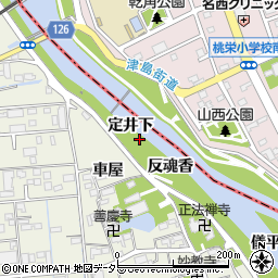 愛知県あま市上萱津定井下周辺の地図