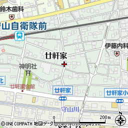 愛知県名古屋市守山区廿軒家周辺の地図