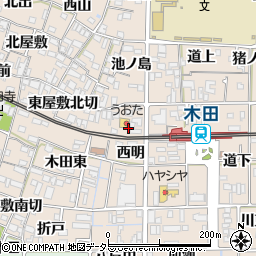 愛知県あま市木田西明周辺の地図