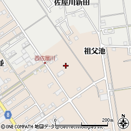 愛知県愛西市町方町西祖父池周辺の地図