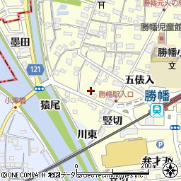 愛知県愛西市勝幡町下市場周辺の地図