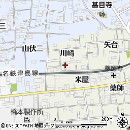 愛知県あま市上萱津（川崎）周辺の地図