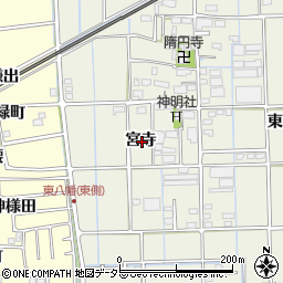 愛知県愛西市佐折町宮寺周辺の地図