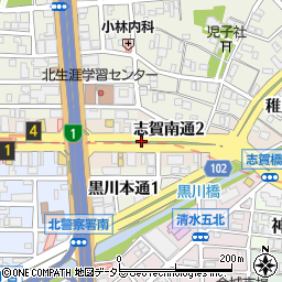愛知県名古屋市北区志賀南通周辺の地図