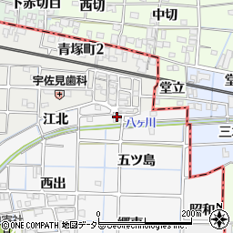 愛知県津島市牧野町（江北）周辺の地図
