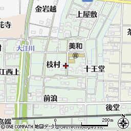 愛知県あま市金岩枝村周辺の地図