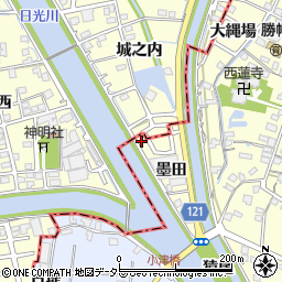 愛知県愛西市平和町城之内周辺の地図