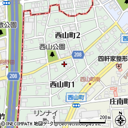 愛知県尾張旭市西山町周辺の地図