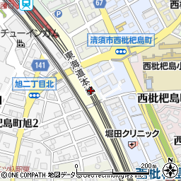 愛知県清須市西枇杷島町下小田井西野田周辺の地図