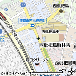 愛知県清須市西枇杷島町下小田井東野田周辺の地図