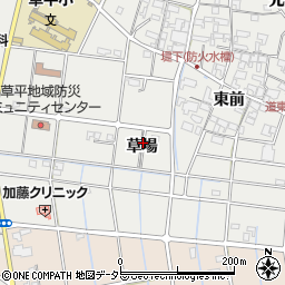 愛知県愛西市草平町草場周辺の地図