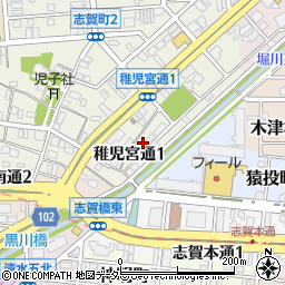 愛知県名古屋市北区稚児宮通1丁目周辺の地図