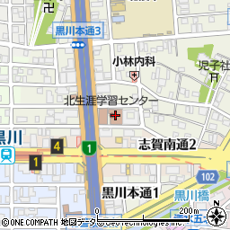 名古屋市役所教育委員会　北生涯学習センター周辺の地図