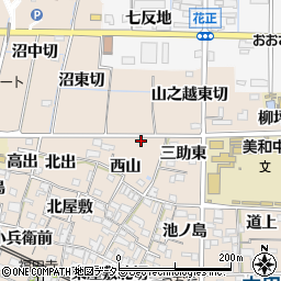愛知県あま市木田山之越西切周辺の地図