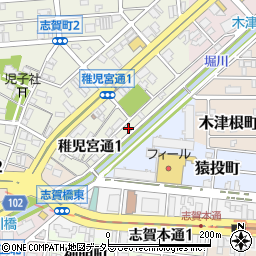愛知県名古屋市北区稚児宮通1丁目11周辺の地図