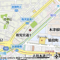 愛知県名古屋市北区稚児宮通1丁目13周辺の地図