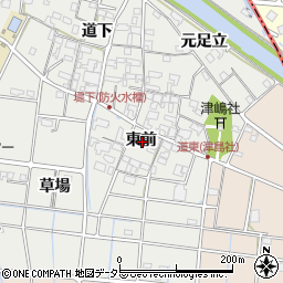 愛知県愛西市草平町東前周辺の地図