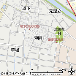 愛知県愛西市草平町（東前）周辺の地図