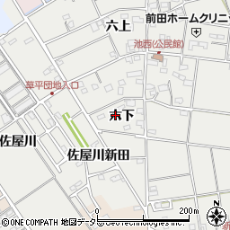 愛知県愛西市草平町六下周辺の地図