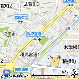 愛知県名古屋市北区稚児宮通周辺の地図