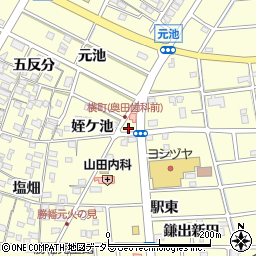 愛知県愛西市勝幡町矢田周辺の地図