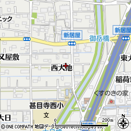 愛知県あま市新居屋（西大池）周辺の地図
