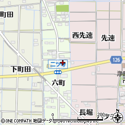 愛知県あま市二ツ寺六町周辺の地図